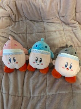 Kirby Shark Plush Trio - Pink, Blue, Gray